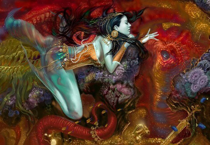 sirène pin-up des fonds marins